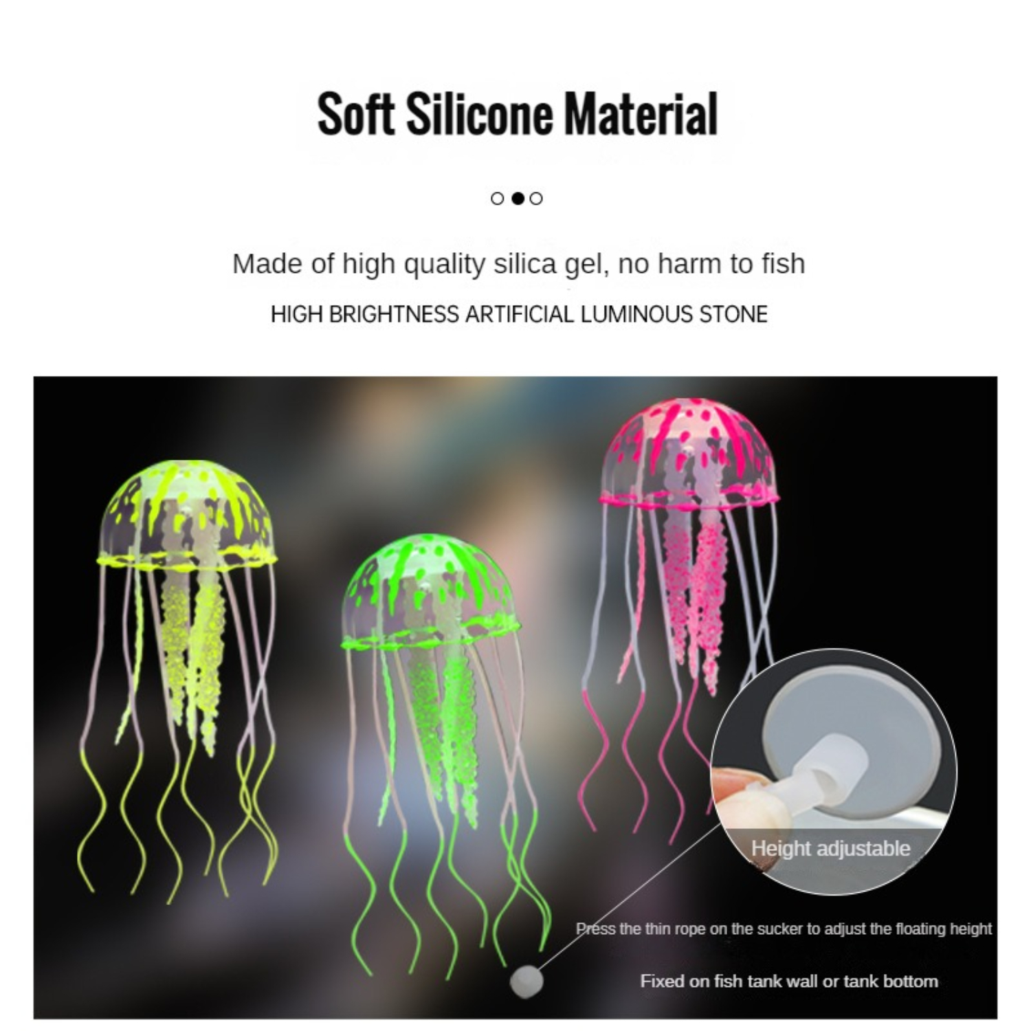 Kunstmatige Zwemmen Kwallen Aquarium Decoratie Aquarium Onderwater Levende Plant Lichtgevend Ornament Aquatisch Landschap