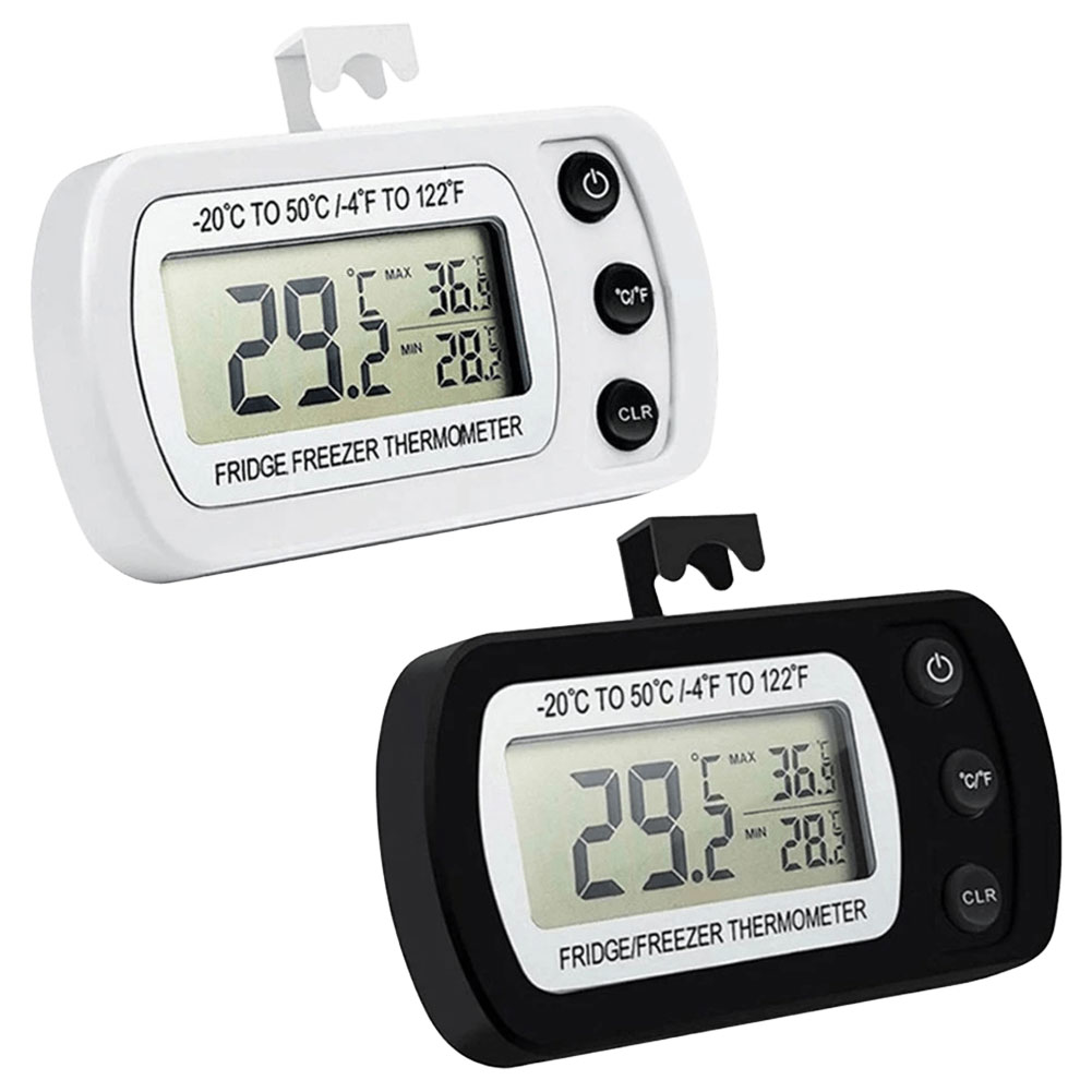 Digitales Kühlschrankthermometer, großes LCD, wasserdichtes Kühlschrank-Gefrierschrank-Thermometer, magnetische Rückseite und Haken für Zuhause, Riegel, Cafés