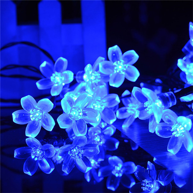 Cour extérieure solaire fée lumières fleurs de cerisier chaîne éclairage lampe pour jardin arrière-cour pelouse clôture Patio décor de noël