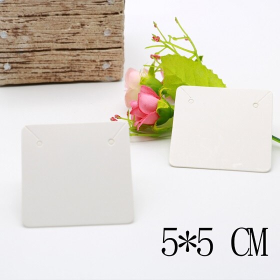 Multi Size 100pcs Kraft Handmade Earring Card with Colorful Pattern Printed Paper Packaging Earring Cards Jewelry Displays Cards: 5x5cm white