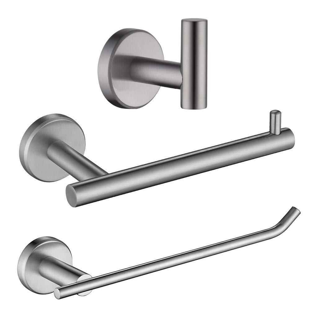 Set matte zwarte badkameraccessoires van roestvrij staal, handdoekhouder voor aan de muur, toiletrolhouder, badjashaak, handdoekring: Setb