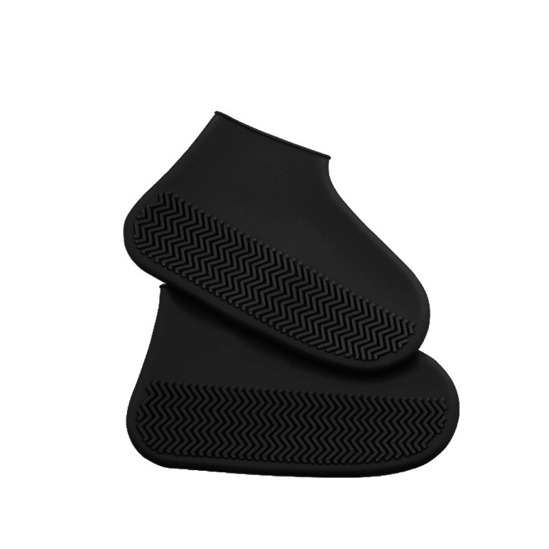 1 paar Wiederverwendbare Wasserdicht Nicht-Unterhose Silikon Regen Schuh Abdeckungen Elastizität Galoschen Stiefel Überschuhe Für draussen Camping Reisen: Schwarz / S
