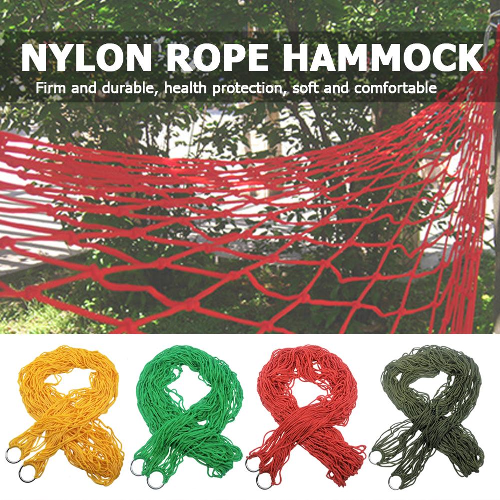 Hamaca colgante de red para dormir al aire libre, hamaca para viaje, Camping, senderismo, Picnic, suministros de muebles para una sola persona