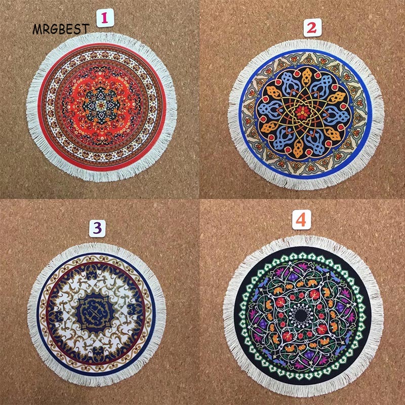 Mrgbest rund persisk matta musmatta 220 x 220mm färgmönster datorspel gummi skrivbordsdyna heminredning ger komfort
