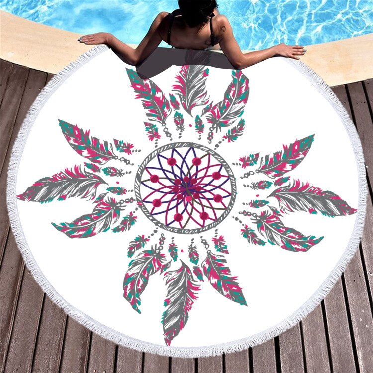 Microfiber Beach Towel 150cm Round With Tassel Bath Towel: 2