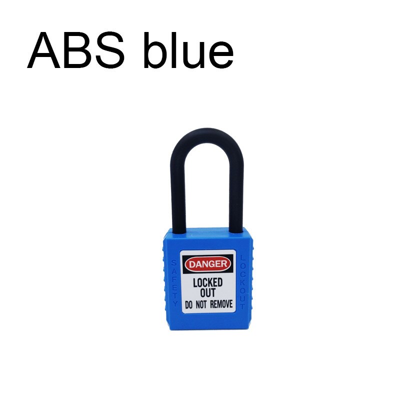 Lock ABS security padlock plastic shackle steel safety padlock 38mm nylon non conductive safety padlock, with 2 unique key: ABS BLUE
