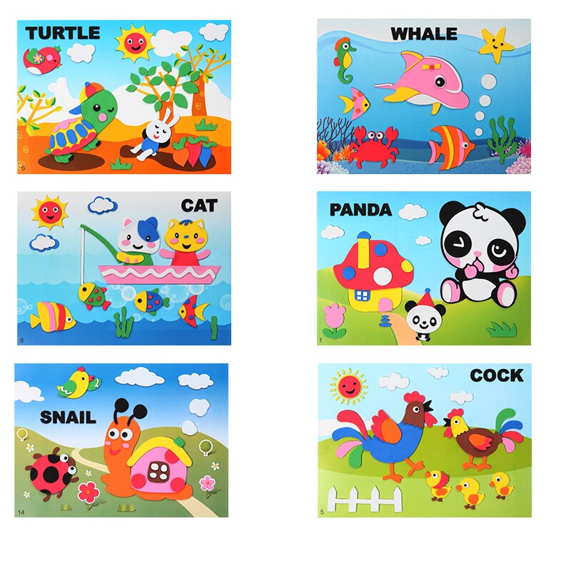 10 Pcs 3D Kreative Cartoon Tier EVA Schaum Aufkleber Puzzle Spiel DIY Lernen Bildung Spielzeug Für Kinder Kinder Multi- muster Stil