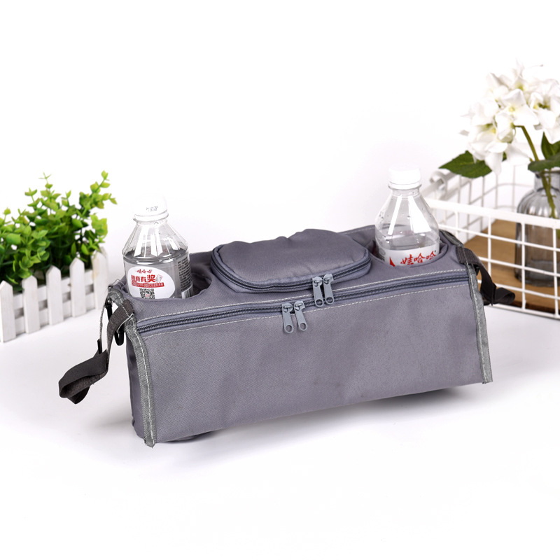 Organizador de cochecito de bebé, bolsa para portabotellas, accesorios para cochecito de bebé, bolsa para silla de ruedas: Gris