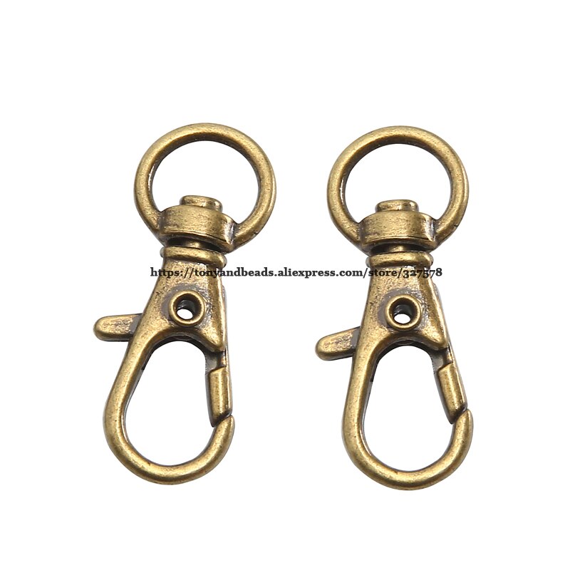 (20Pcs=1Lot !) 32x13mm Lobster Clasp Bag Key Rings Silver Tone Keychain Pick Color: Bronze Plt