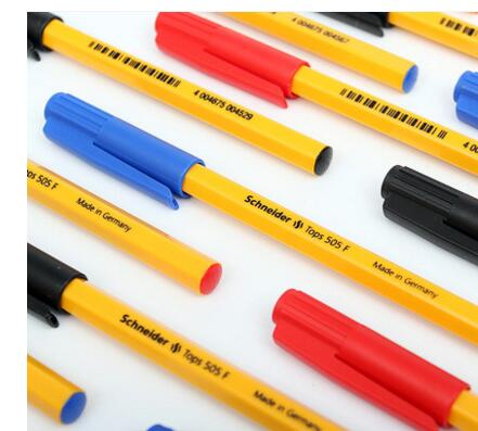 Germany Schneider TOPS 505F ball-point Pen Hexagonal Smooth Atom Pen Yellow Pole Classicsimple Generous Ink Stainless Steel Pen