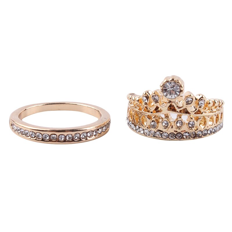 Nova moda acessórios jóias de alta qualidade lmperial coroa dedo anel conjunto para feminino menina agradável jóias presente: 7 / gold