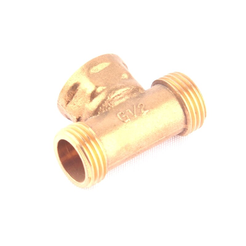 1pc 1/2 Inch Brass Tee Connector One Female Thread and Two Male Thread Copper 3 Way Connector