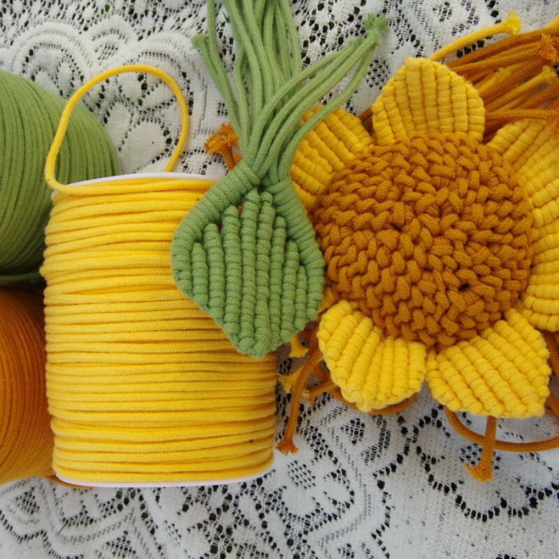 3mm Macrame Cord Yarn 100% Cotton Braided Rope Waving Twisted-Cord For DIY Crafts Knot Handbags Wall Hanging Plant Hanger Pillow
