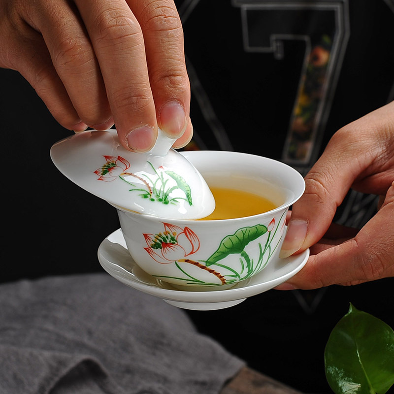 White porcelain gai wan tea set Bone China Tea Sets Beautiful and easy kettleDehua gaiwan tea porcelain pot set for travel