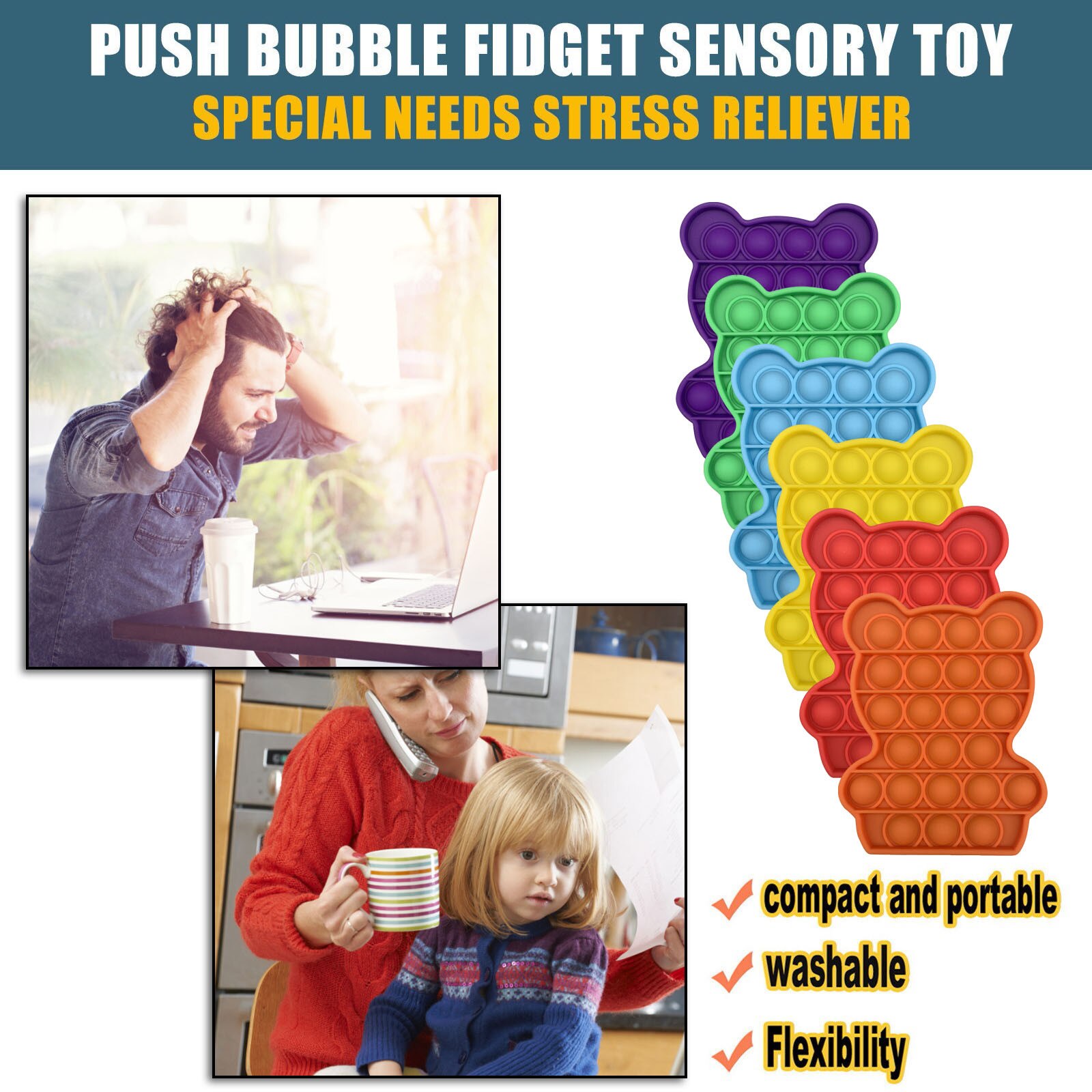 Push Pops Bubble Zintuiglijke Speelgoed Autisme Behoeften Squishy Stress Reliever Speelgoed Volwassen Kid Grappig Anti-Stress Pops Het Fidget reliver Stress