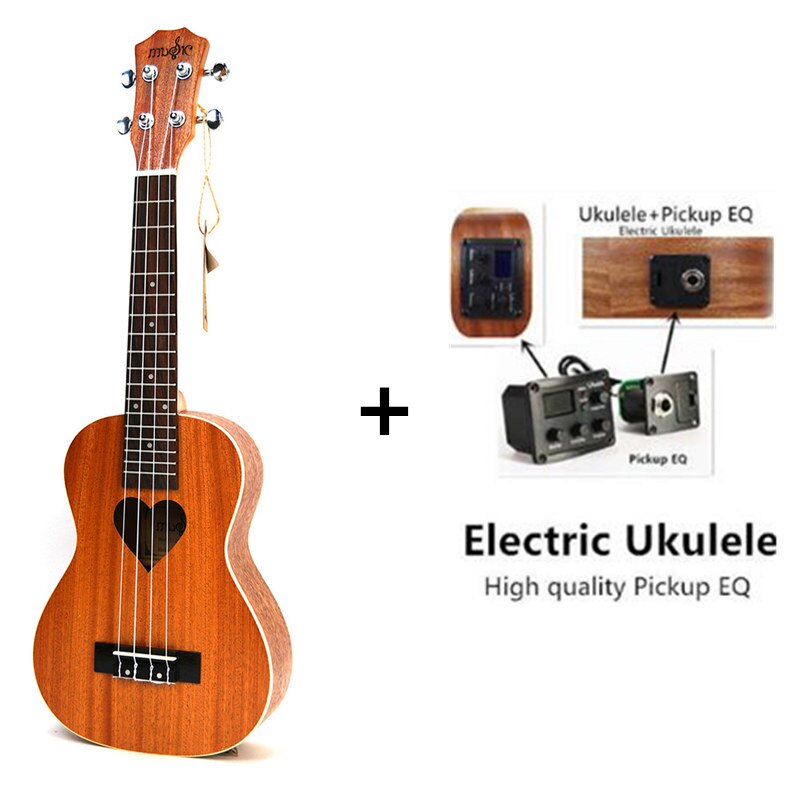 21 Inch Ukelele Sopraan Kleine Gitaar 4 String Hawaii Elektrische Ukelele Akoestische Guitare Liefdevolle Hart Patroon Cavaquinho Gitar: only electric uku