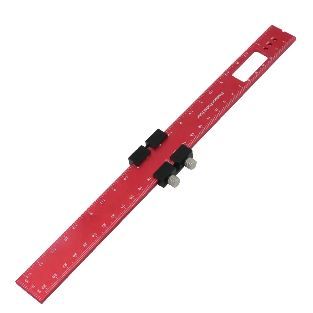 Houtbewerkingsgereedschap Liniaal-Pocket Liniaal Lay-Out Tool Aluminium Precisie Liniaal Met T-Track Metalen Schuifstops, Inch En Metrische Schaal: Goud