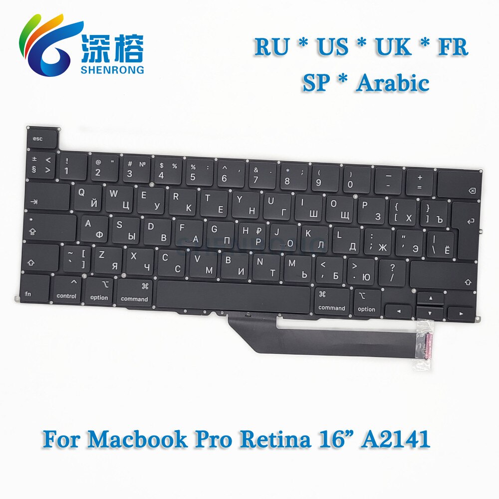 A2141 Keyboard EU UK US English FR French Spanish German Russian Arabic For MacBook Pro Retina 16" A2141 Year EMC 3347