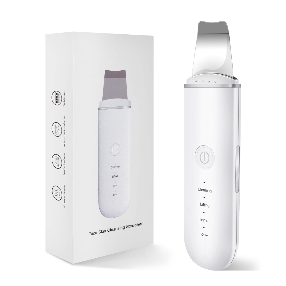 Espátula ultrasónica para la piel, limpiador Facial con vibración, eliminador de espinillas, pala de limpieza, cavitación, Peeling, Lifting Facial: White with box