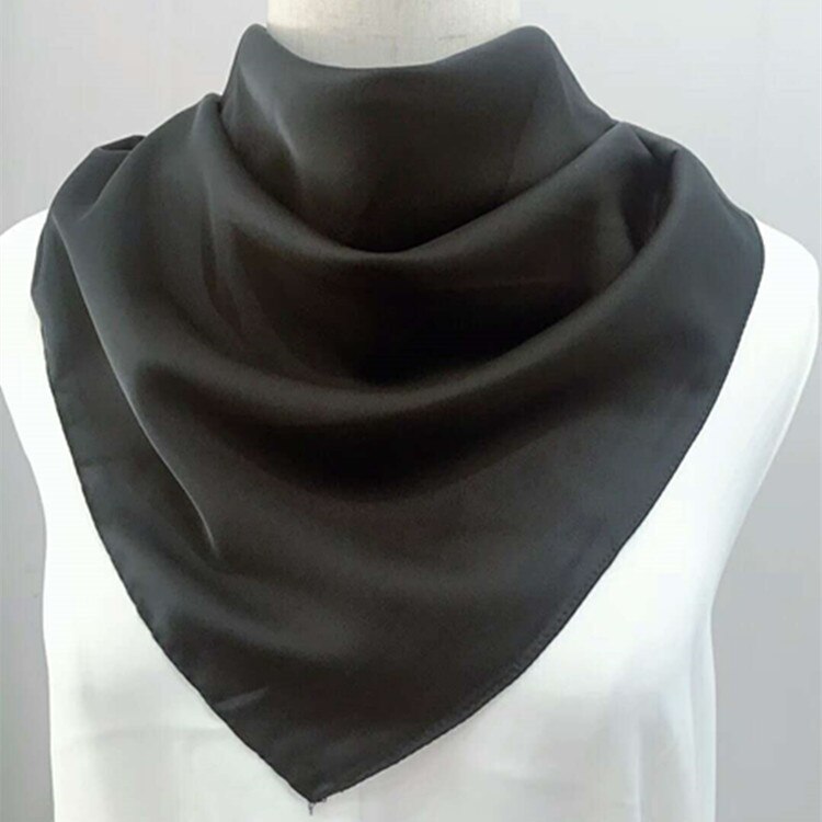 70*70 Cm Bandana Hoofddoek Voor Vrouwen Zijde Satijn Haar Sjaals Vrouwelijke Leuke Zakdoek Hals Sjaals Voor Dames groen Zwart Wit: Black