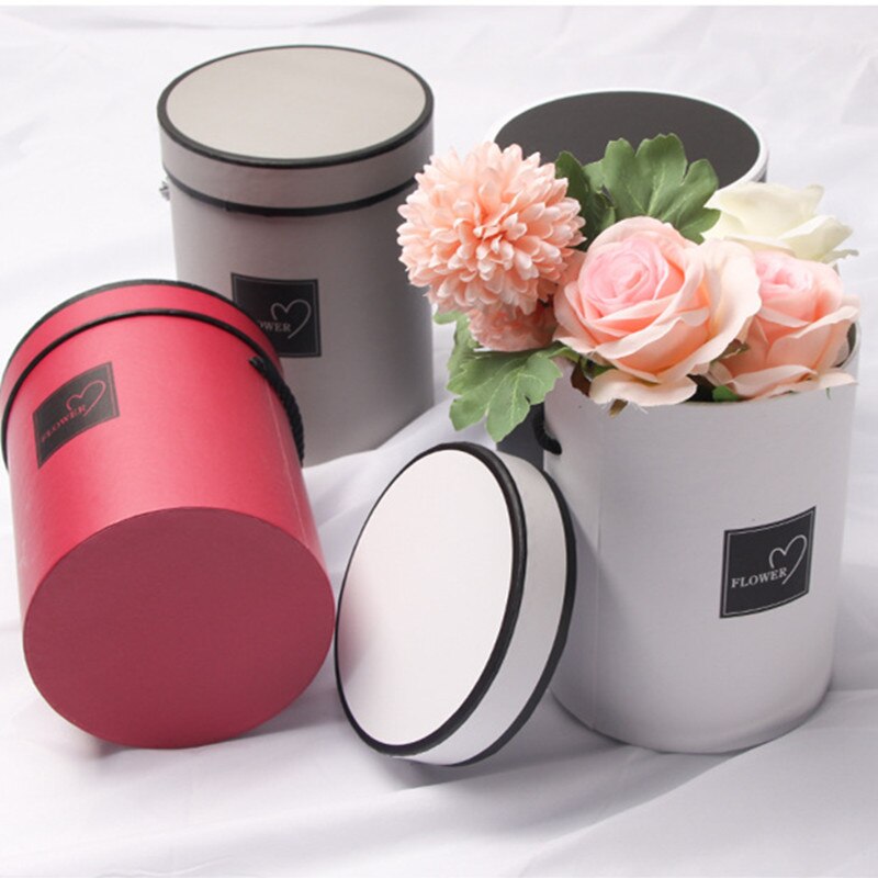 Ronde Bloem Papier Dozen Deksel Knuffel Bloemist Bloem Emmer Verpakking Dragee Candy Bar Party Wedding Opslag dozen