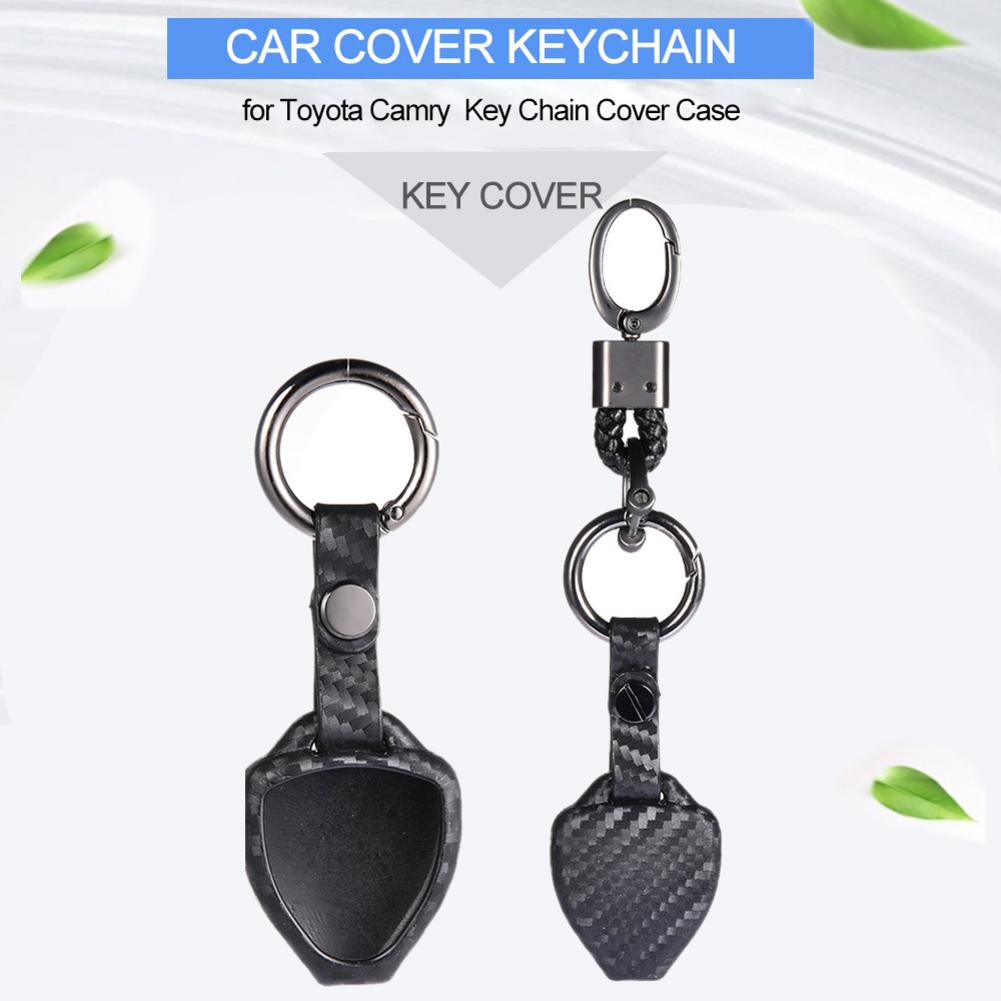 Autosleuteltas siliconen autosleutelhoes koolstofvezelpatroon sleutelhoes voor toyota camry reiz sleutelbeveiligingsaccessoires