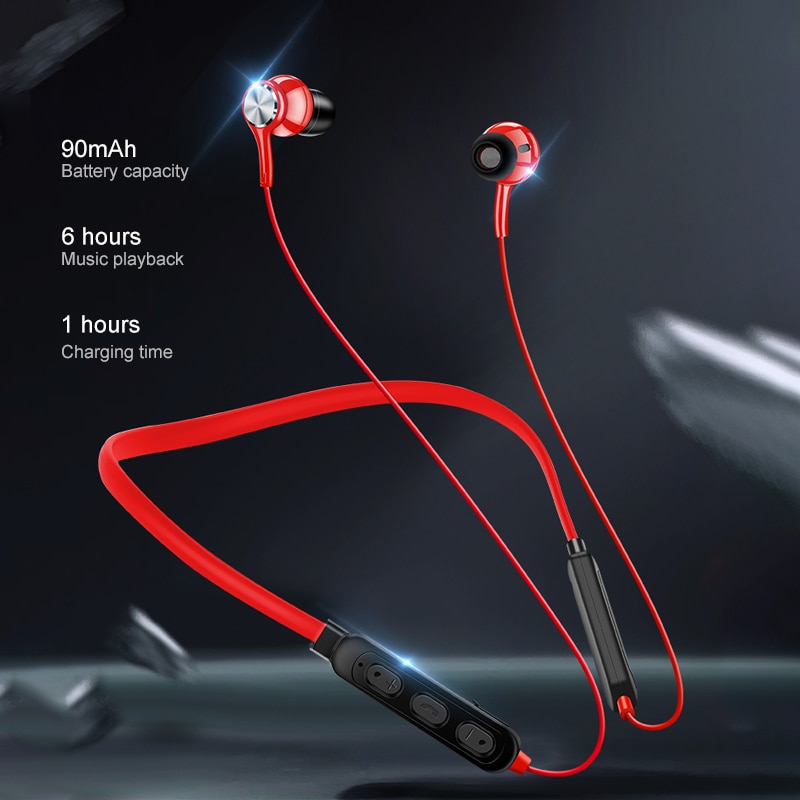 Trådløs bluetooth øretelefon magnetisk sug hifi lyd stereo headset vandtæt trådløs sports øretelefon med hd mikrofon