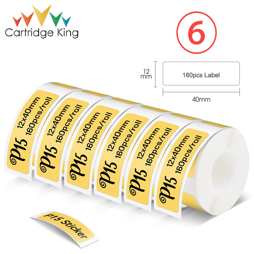 3~6PK White Label Tape for P15 Label Maker Thermal Printer Paper 12mmx40mm 160PCS/Roll Waterprood Adhesive DIY Printing Sticker: Y