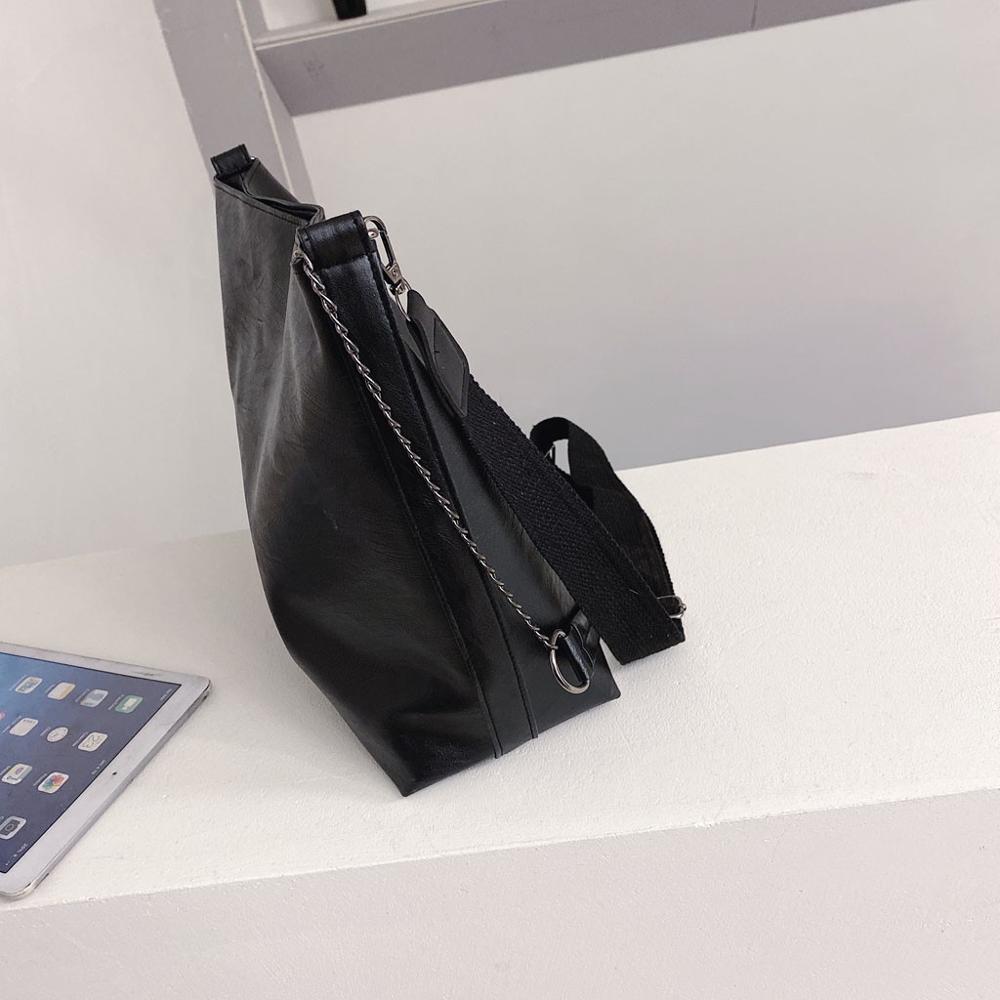 Klassiek Zwart Zacht Leer Chain Crossbody Tas Voor Vrouwen Eenvoudige Brand Schoudertas Effen Kleur Handtas #20