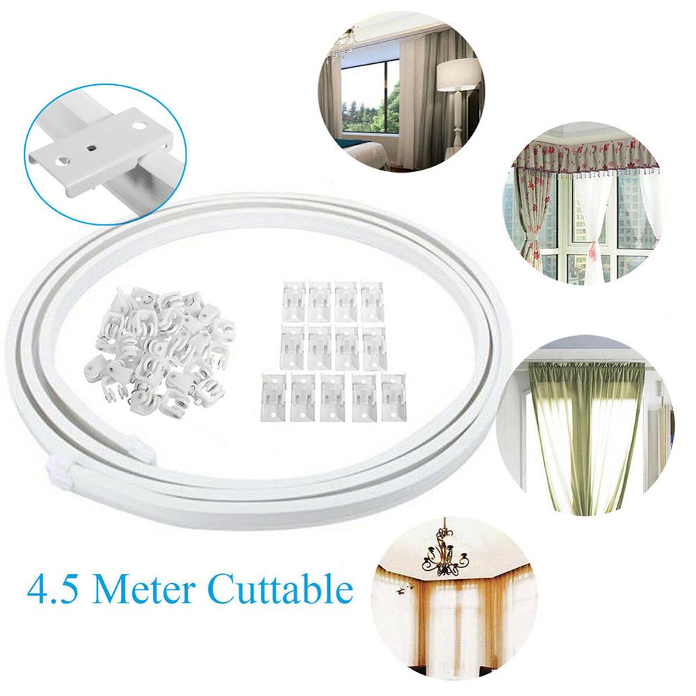 Curved/Straight Track Curtain Rail Plastic Cuttable Bendable Flat Curved Track Curtain Hook Window Single Track Pole Accessory