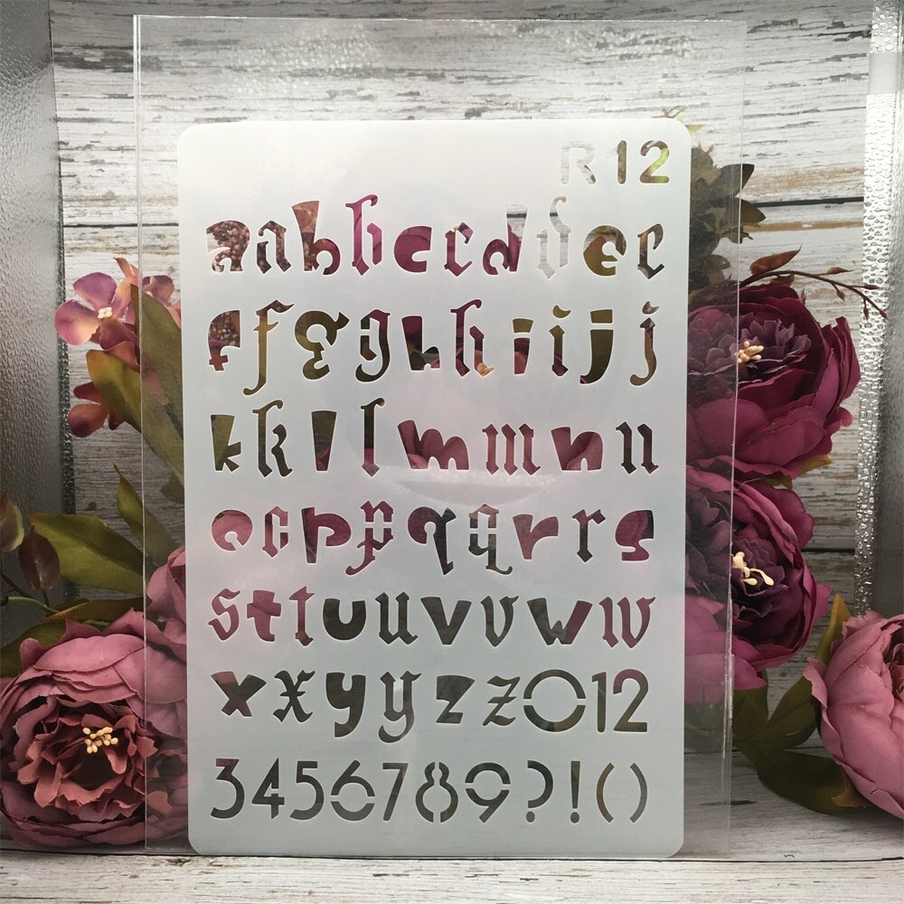 1Pcs 26*17cm Alphabet Letters 12 DIY Craft Layering Stencils Painting Scrapbooking Stamping Embossing Decor Card Template: r12