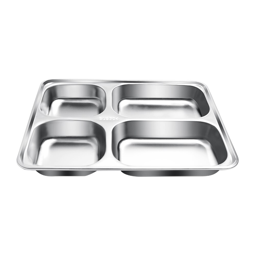 Stainless Steel 304 Divided Dinner Tray Fast Food Plate 5 Grids for School Canteen Kids 5 Section Cafeteria Partition Plate: 3-Deep
