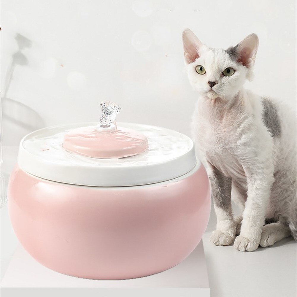 1.8L Ceramic Cat Drinking Water Fountain For Cats Dogs Drinking Bowl Electric Automatic Cat Water Fountain Dispenser Pet Bowl