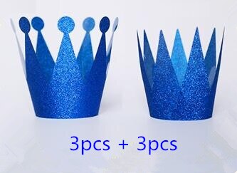 6pcs/Pack First Birthday Crown Headband Silver Pink Blue Glitter Birthday Crown 1st Birthday Hat Photography Prop: Blue