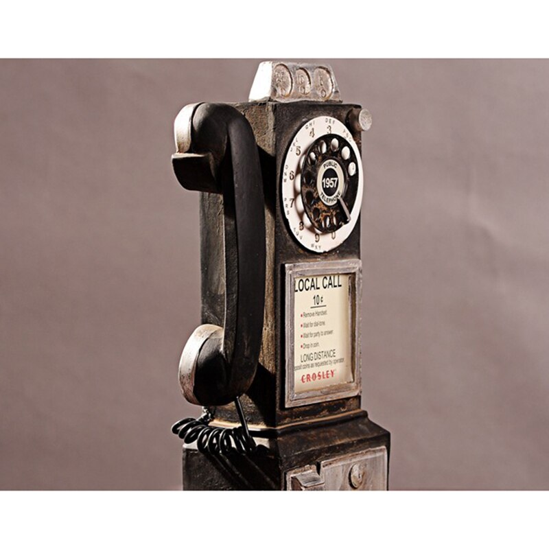 Vintage Rotate Classic Look Dial Pay Phone Model Retro Booth Home Decoration Ornament INTE99