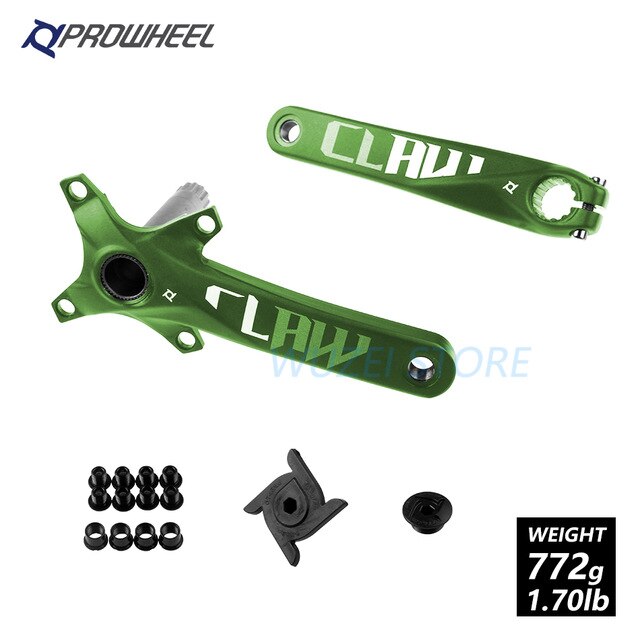 Pedaleira de bicicleta mountain bike proroda 104bcd 170mm, pedaleira de liga de alumínio com parte inferior na bicicleta mtb com bb 1/2x1 0/11 peças de bicicleta de velocidade,: green without BB
