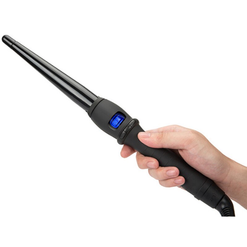 Rizador cónico LCD, plancha de rizos de un solo tubo, esmalte de cerámica, cono de flor de pera, cabello eléctrico, rizado, herramientas de estilismo