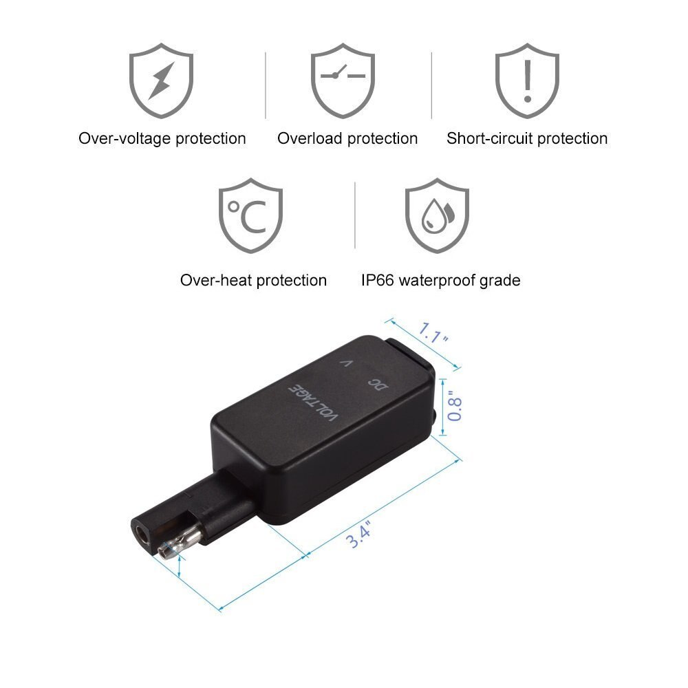 SAE Zu USB Adapter mit Voltmeter Motorrad Schnell Trennen Stecker mit Wasserdicht Dual USB Ladegerät für Smartphone Tablette GPS