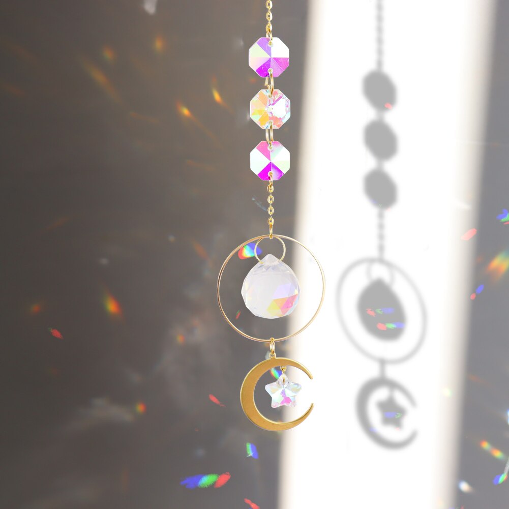 Crystal Wind Chime Star Moon Sun Catchers Prisms Pendant Dream catcher Plated Hanging for Outdoor Indoor Garden Windchimes: 43