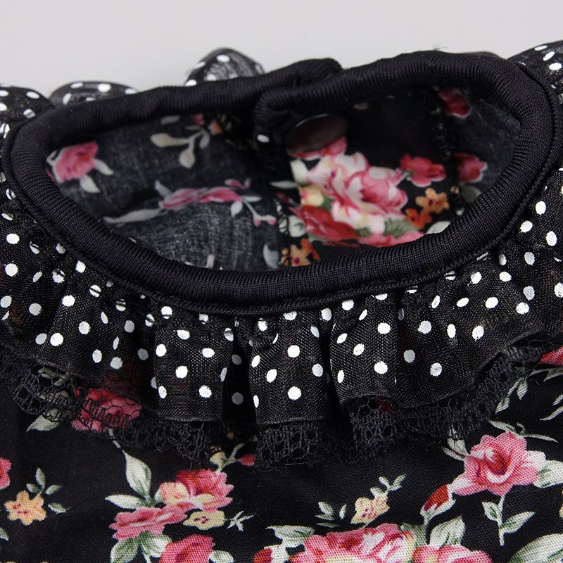Vestido estampado Floral para mascotas, ropa para perro pequeña, falda de disfraz de Bulldog Francés, bonito collar negro para chica de verano