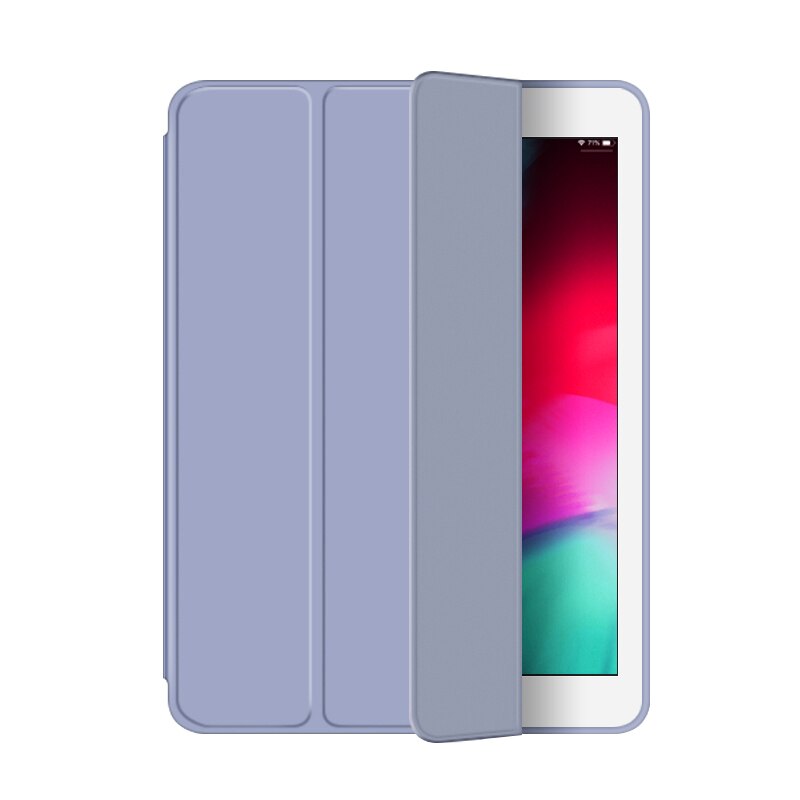 iPad 2/3/4 Case - PU Leather & Soft Silicone Shell - Magnetic Smart Sleep Wake Cover: Lavender L FW 234