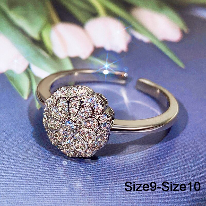 Huitan Esthetische Bloem Ringen Voor Vrouwen Grote/Kleine Maten Band Delicate Meisjes Vinger-Ring Engagement Wedding Party Mode sieraden: F1121