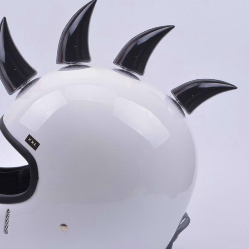Retro Personality DIY Motorcycle Helmet Decor Horn Soft Plastic Motorbike with Suction Cup Personal Decoration Headwear