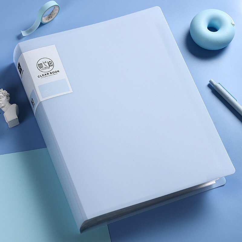 File Folders 40 60 80 Pages A4 Size Information Book Loose-leaf Folder Student Drawing Paper Storage Student Office Document Bag: 80 pages blue
