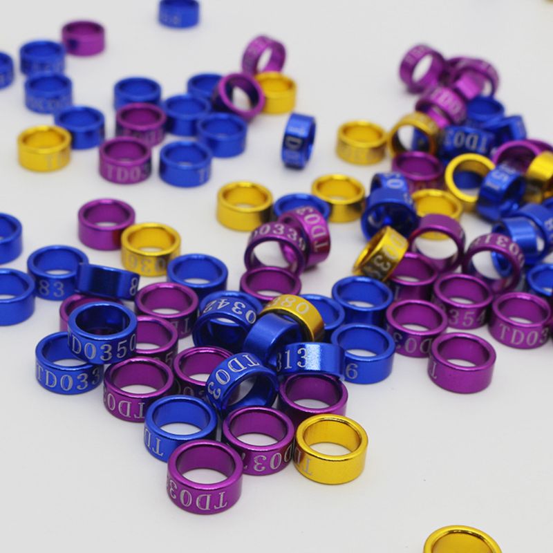 Anillo de pie de pájaro de colores variados, bandas de Clip en la pierna para Paloma, Paloma, polluelos, Bantam, codorniz, Pinzón, señal pequeña, 50 Uds.