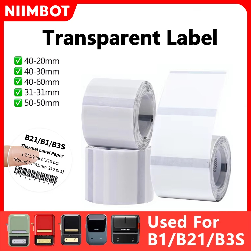 Niimbot B1 Transparent Stickers Label Printer Round/Square Portable Mini Printer Thermal Paper Labels For B21/B3S/B203 Niimbot