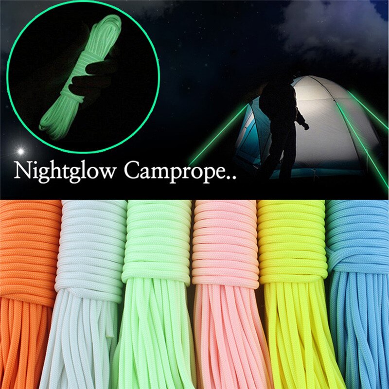20m hele natten lys reb 9 kerne nylon reb udendørs camping telt reb fed redning bundt fluorescerende klatring reb