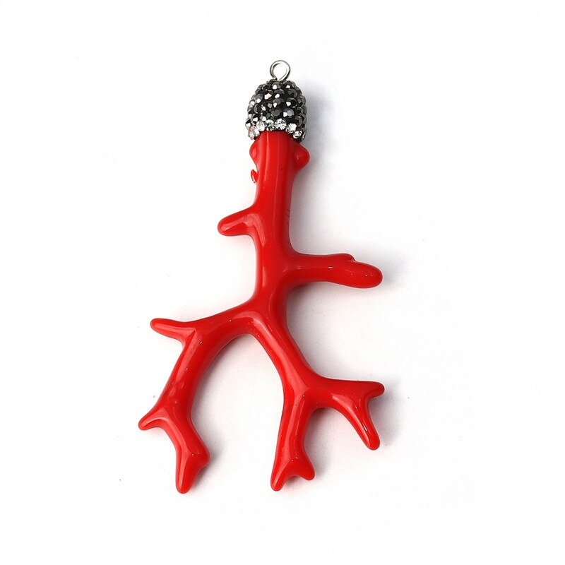 Doreen Box Acrylic Micro Paved Pendants Antler Branch Clear Rhinestone Jewelry 68mm(2 5/8&quot;) x 37mm(1 4/8&quot;), 2 PCs