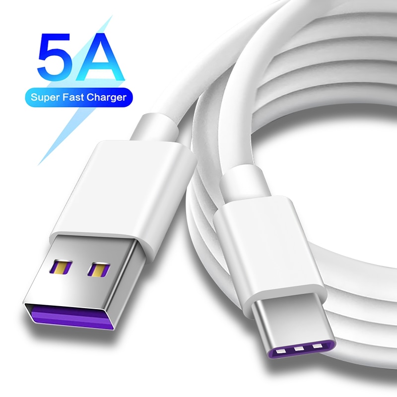 5A Usb C Kabel Voor Samsung Xiaomi Redmi Note 10 Huawei P30 Pro Snel Opladen Mobiele Telefoon Opladen Draad Wit usb Type C Kabel