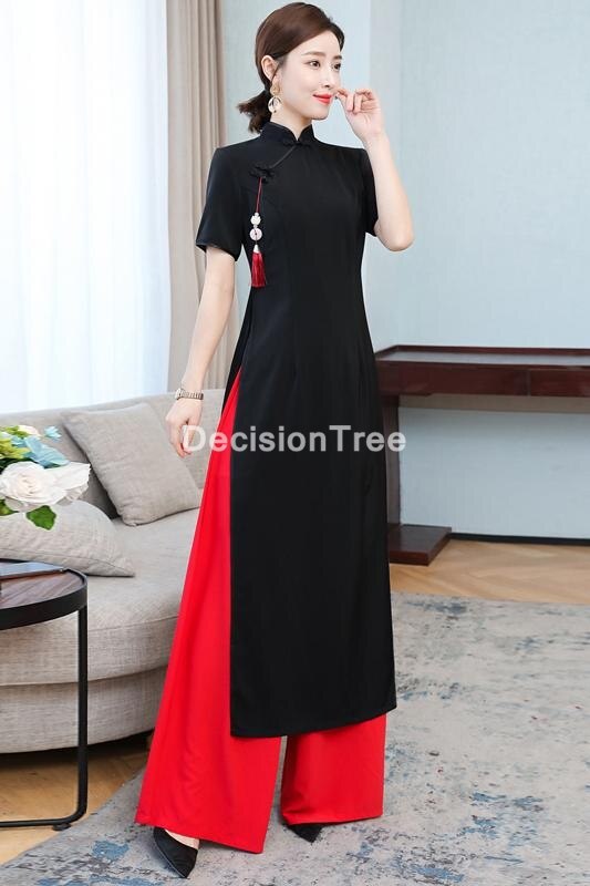 Ensemble robe et pantalon chinois traditionnel aodai, cheongsam, tenue de soirée moderne et élégante, vietnam,